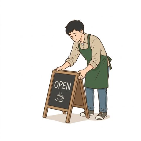 看板を外に出す
